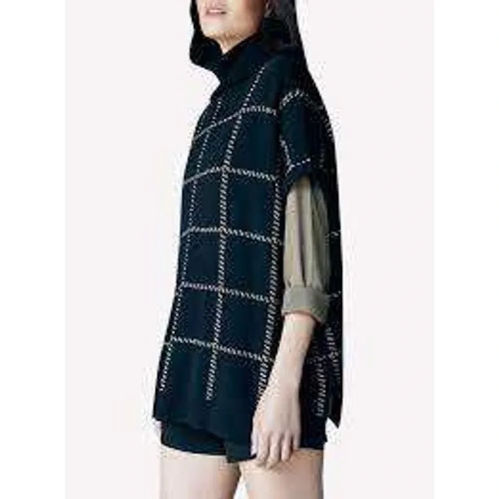 Women's V-Neck Sweater Vest Plaid Check‎ Sleeveless Knit Top MEDIUM